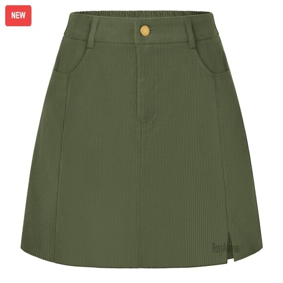 Dresses & Skirts - Corduroy Mini Skirt with Pockets A-Line Fall Winter Basic Short Skirt